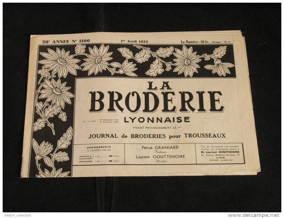 La Broderie Lyonnaise, 1 Avril 1954 1106 Broderies Pour Trousseaux - Maison & Décoration