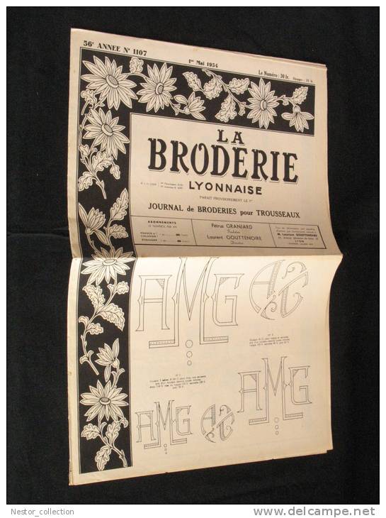 La Broderie Lyonnaise, 1 Mai 1954 1107 Broderies Pour Trousseaux - Maison & Décoration