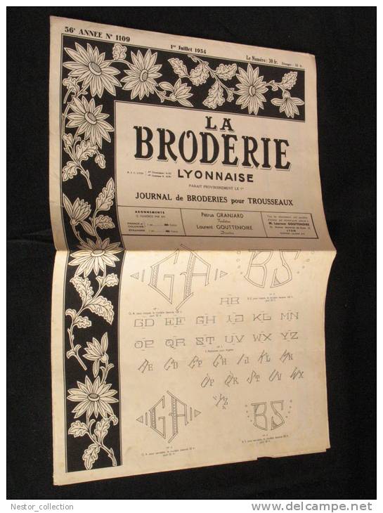 La Broderie Lyonnaise, 1 Juillet 1954 1109 Broderies Pour Trousseaux - House & Decoration