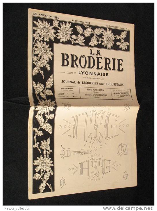 La Broderie Lyonnaise, 1 Decembre 1954 1114  Broderies Pour Trousseaux - Maison & Décoration