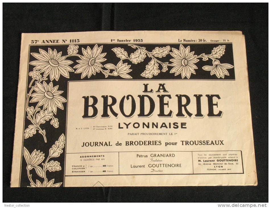 La Broderie Lyonnaise, 1 Janvier 1955 1115  Broderies Pour Trousseaux - House & Decoration