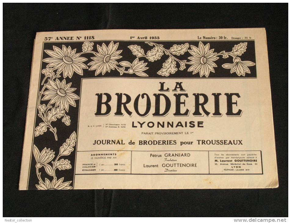 La Broderie Lyonnaise, 1 Avril 1955 1118  Broderies Pour Trousseaux - Huis & Decoratie