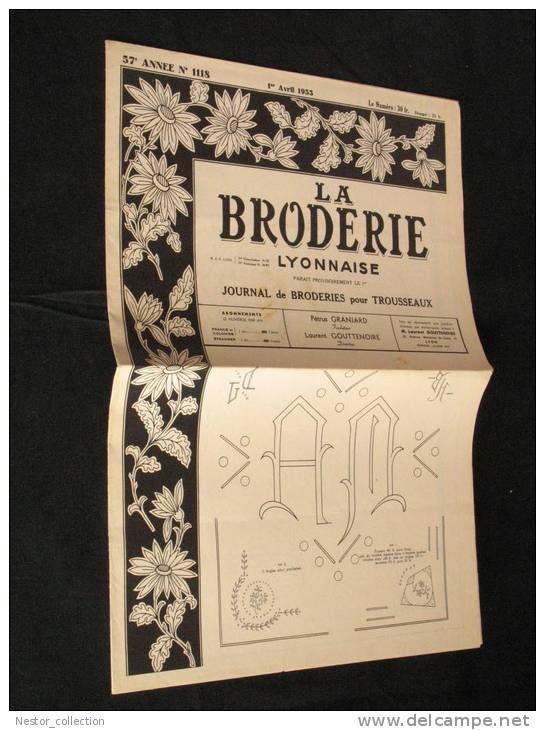 La Broderie Lyonnaise, 1 Avril 1955 1118  Broderies Pour Trousseaux - House & Decoration