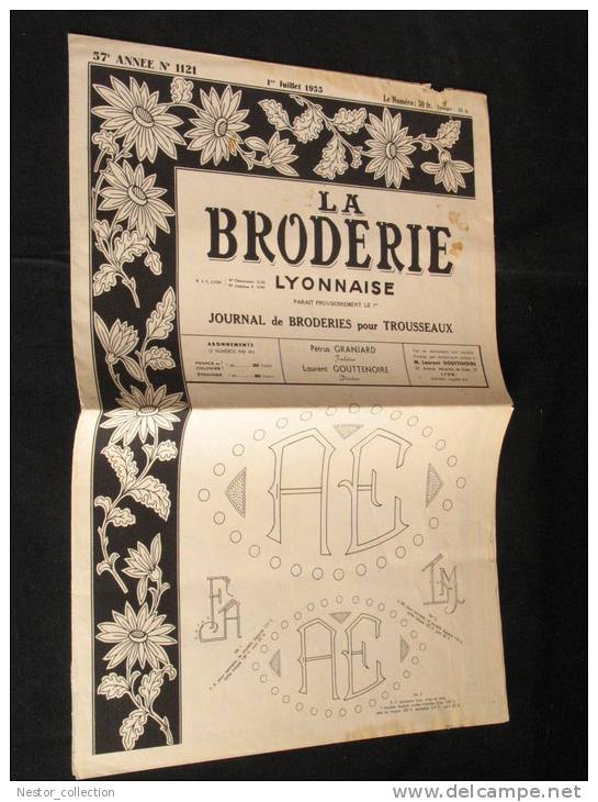 La Broderie Lyonnaise, 1 Juillet 1955 1121  Broderies Pour Trousseaux - Maison & Décoration