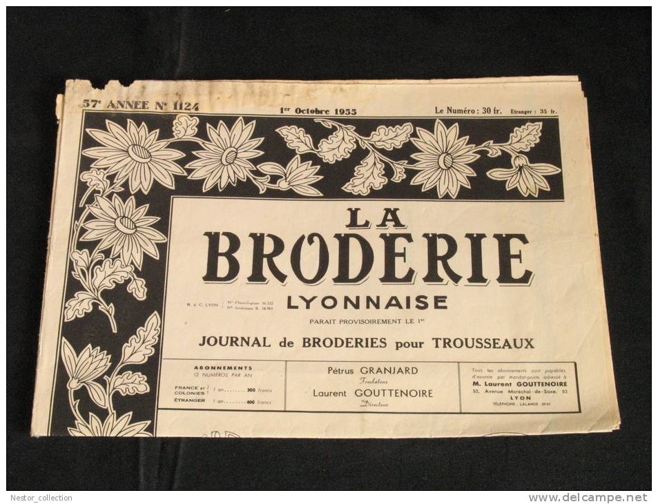 La Broderie Lyonnaise, 1 Octobre 1955 1124  Broderies Pour Trousseaux - Maison & Décoration