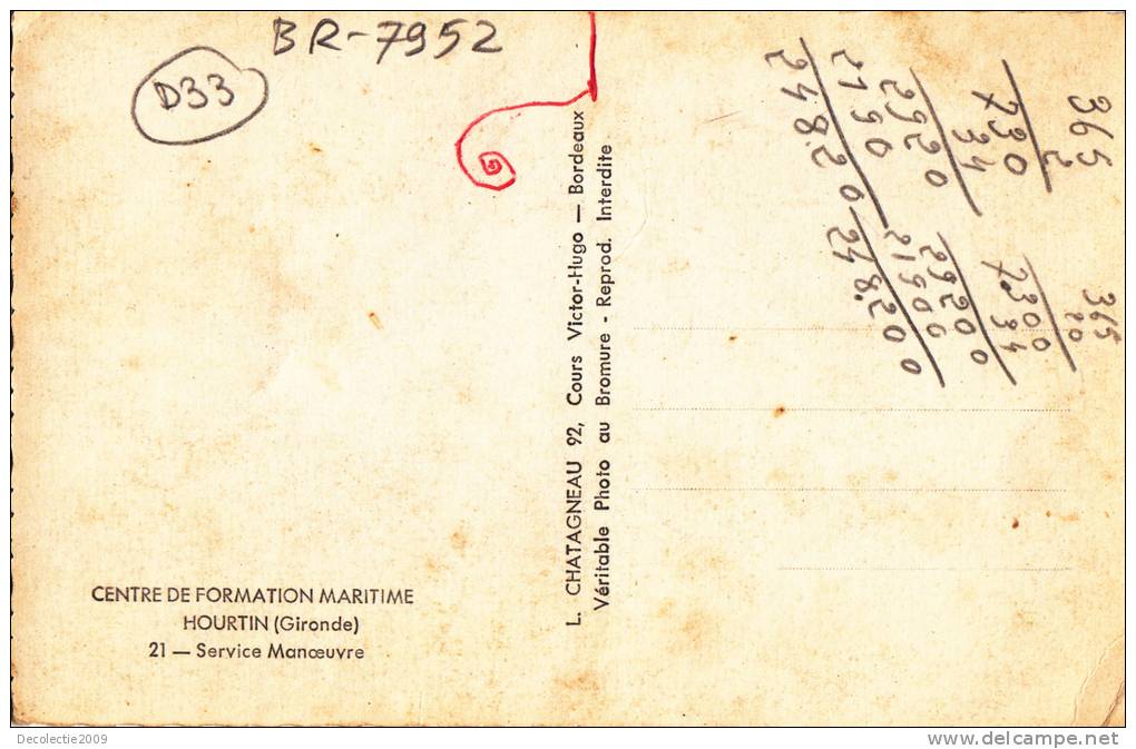 BR7952 Centre De Formation Maritime Hourtin Service Manoeuvre   2 Scans - Lesparre Medoc