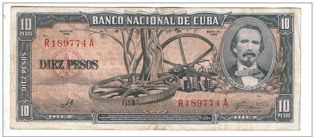 CUBA  1960   10 PESOS.CASI NUEVO.PICK Nº 89c .B014 - Cuba