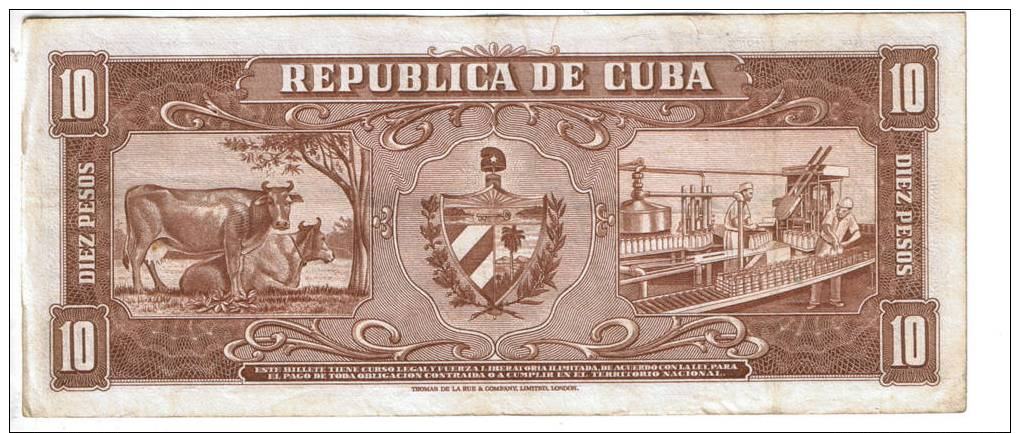 CUBA  1960   10 PESOS.CASI NUEVO.PICK Nº 89c .B014 - Cuba