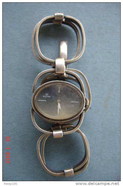 Montre Femme Argent 27,2 Grs ,L:20 Cms L: 2,2 Cms Automatique ,parfait état De Fonctionnement,années 1970 - Watches: Jewels
