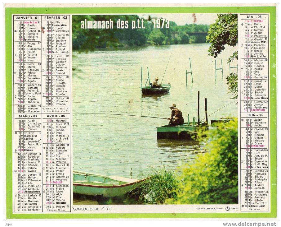 -  CALENDRIER Image Recto-Verso 1973 - Concours De Pêche Et Chasse En Camargue. - Tamaño Grande : 1971-80