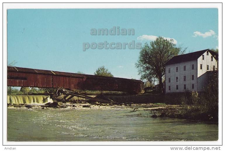 USA ROCKVILLE INDIANA~IN - BRIDGETON COVERED BRIDGE At RACOON CREEK C1960s Vintage Postcard [s2512] - Otros & Sin Clasificación