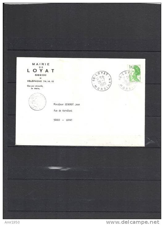 France - Enveloppe Mairie De Loyat (morbihan) Cachet De La Mairie - 26.07.1985 - Lettres & Documents