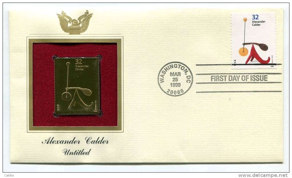 C First Day Of Issue "" Alexander Calder """ Gold Stamp Replica 1998 FDC/bu/UNC - Otros & Sin Clasificación