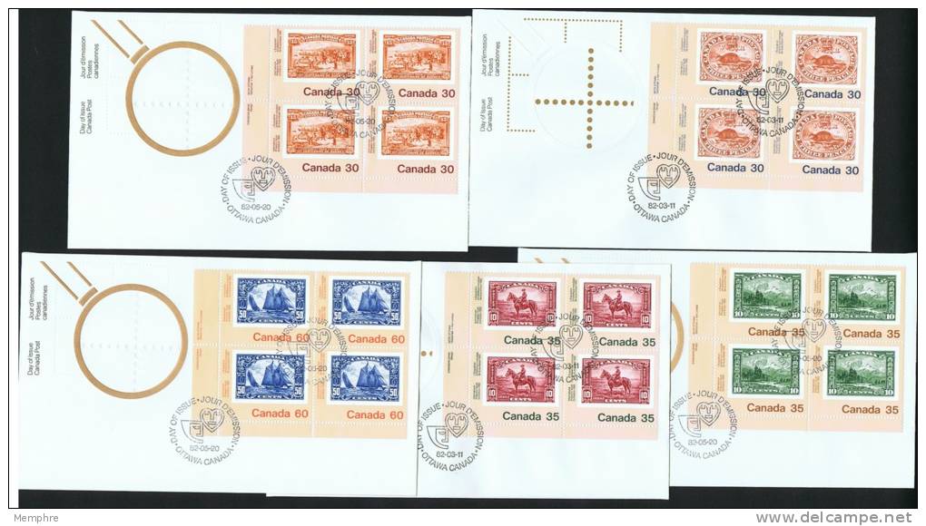 1982   Canada '82 Stamp Exhibition   Sc 909-913    Plate Blocks Of 4 - 1981-1990