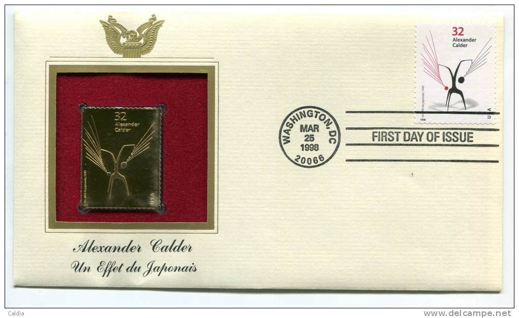 C First Day Of Issue "" Alexander Calder, Un Effet Du Japonais """ Gold Stamp Replica 1998 FDC/bu/UNC - Other & Unclassified