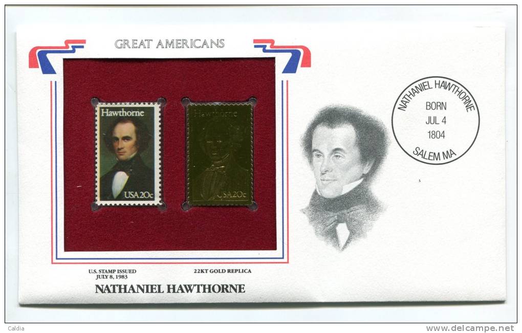 C Great Americans "" Nathaniel Hawthorne """ Gold Stamp Replica 1983 FDC/bu/UNC - Other & Unclassified