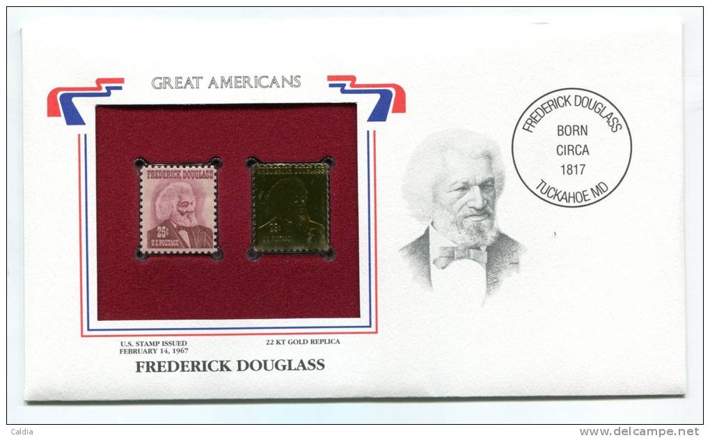 C Great Americans "" Frederick Douglass """ Gold Stamp Replica 1967 FDC/bu/UNC - Altri & Non Classificati