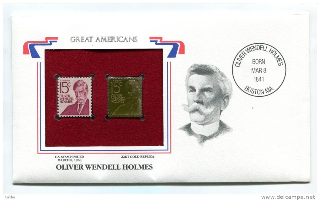 C Great Americans "" Oliver Wendell Holmes """ Gold Stamp Replica 1968 FDC/bu/UNC - Autres & Non Classés