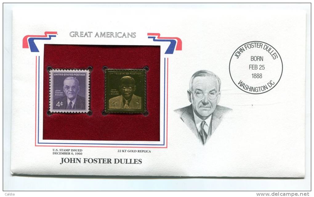 C Great Americans "" John Foster Dulles """ Gold Stamp Replica 1960 FDC/bu/UNC - Otros & Sin Clasificación