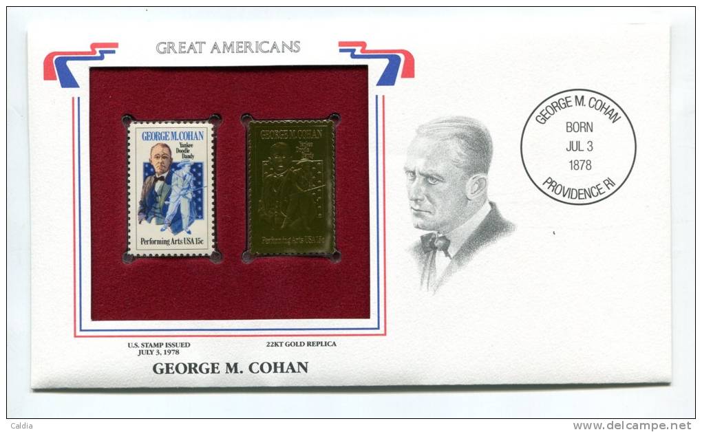 C Great Americans "" George M. Cohan """ Gold Stamp Replica 1978 FDC/bu/UNC - Other & Unclassified