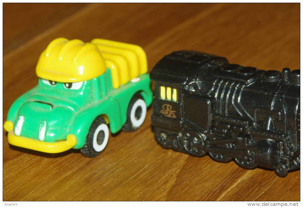 1999 KINDER CAMION De Chantier + LOCOMOTIVE TRAIN à Remontoir CLEF /  LOT 2 Figurines AUTO - Metal Figurines