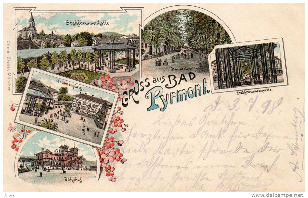 Gruss Aus Bad Pyrmont 1898 Postcard - Bad Pyrmont