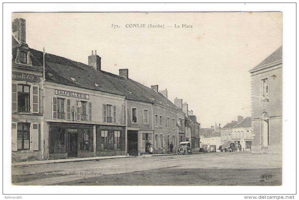 SARTHE  /  CONLIE  /  LA  PLACE  (  CHAPELLERIE  "V. LEROUGE"  ) /  Edit.  ELD  ( E. LE DELEY )  N° 572 - Conlie