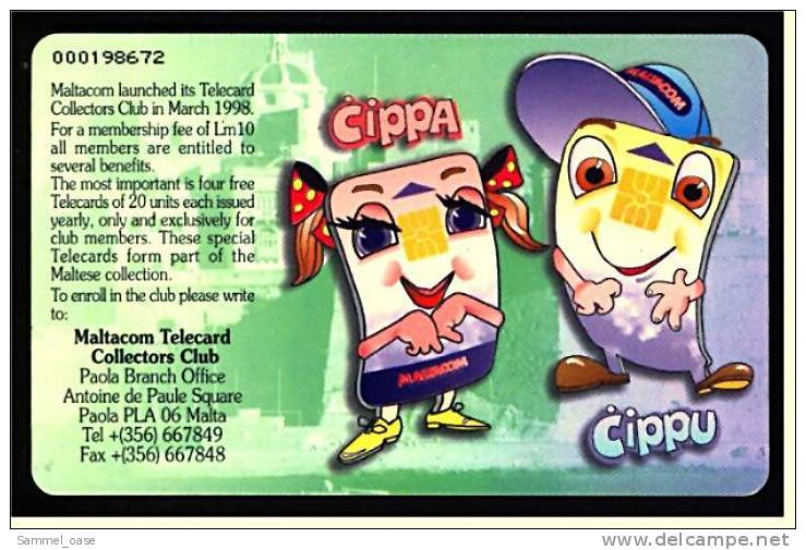 Telefonkarte Malta  -  Maltacom  -  Cippa  Cippu  -  Von 1998 - Malta