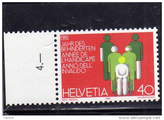 SWITZERLAND - SUISSE - SCHWEIZ - SVIZZERA 1981 ANNEE PERSONNES HANDICAPEES - ANNO PORTATORI DI HANDICAP  MNH - Neufs