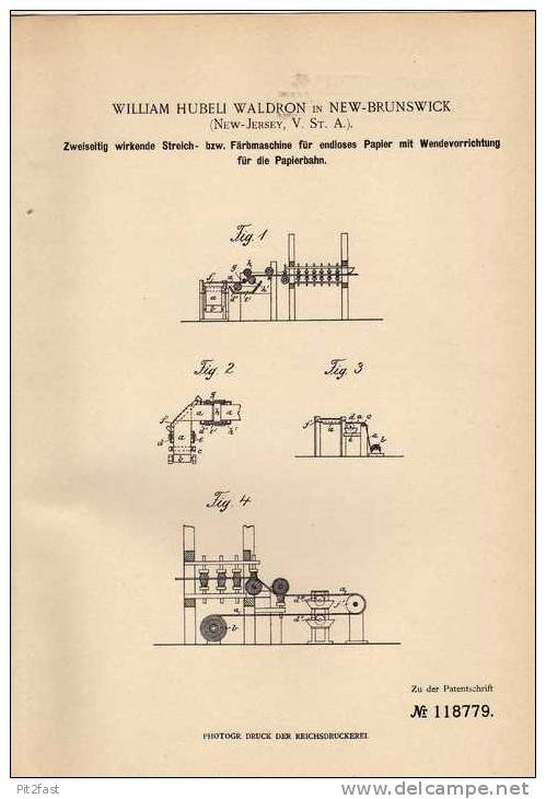 Original Patentschrift - W. Waldron In New Brunswick , 1899 , Streich- Und Färbemaschine , Maler , Malerei !!! - Tools