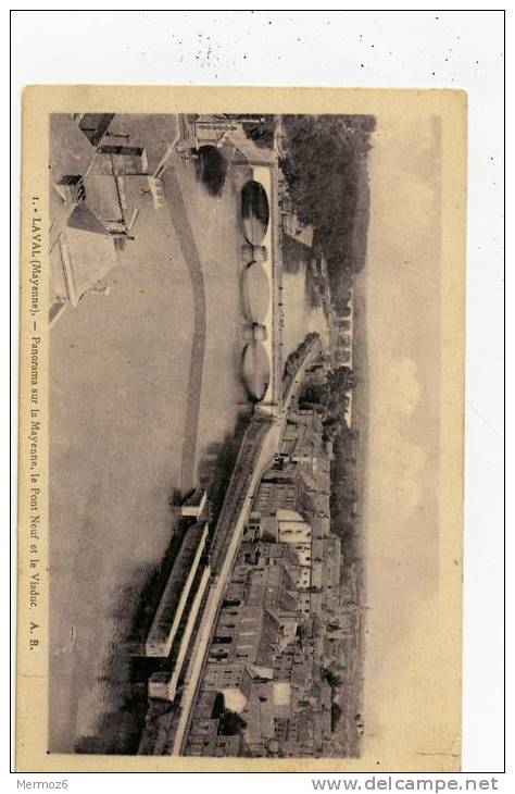 Laval Panorama Sur La Mayenne Le Pont Neuf Et Le Viaduc 1 AB Editions D’art Bruel 1934 - Laval