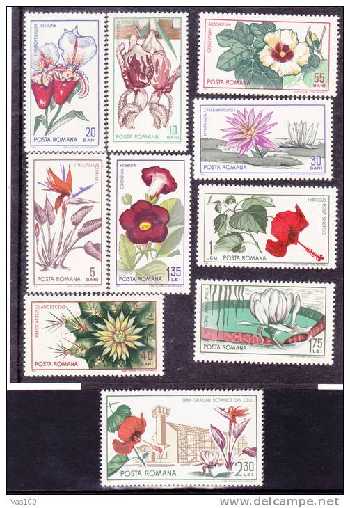 FLOWERS,ORCHID,IRIS,CACTUS,  1965,Yv.# 2156-65,MNH,MINT ROMANIA. - Unused Stamps