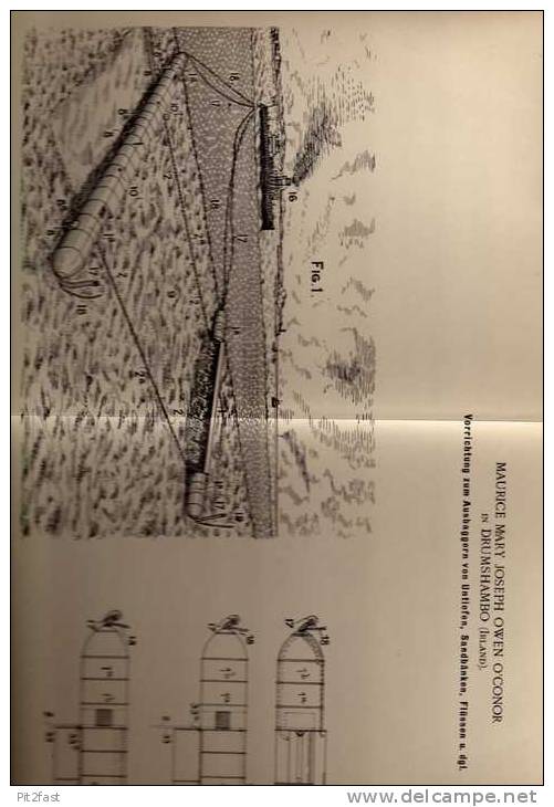 Original Patentschrift - M. O`Conor In Drumshanbo ,1898 , Excavators For Rivers, Sand Bars, Shoals, Harbor , Irland !!! - Maschinen