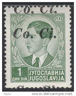 SLOVENIA - LUBIANA - Co.Ci. - DOPPIA SOPRASTAMPA IN ALTO 1 D MLH* - 1941 - Lubiana