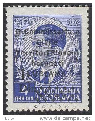 SLOVENIA - LUBIANA - R. COMMISSARIO  SOPRASTAMPA DOPIA -  1/4  D - **MNH - 1941 - Lubiana