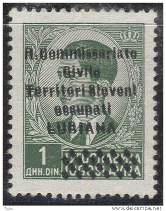 SLOVENIA - LUBIANA - R. COMMISSARIO  SOPRASTAMPA DOPIA -  1  D - *MLH - 1941 - Lubiana