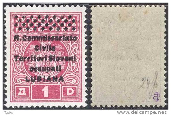 SLOVENIA - LUBIANA - PORTO - R.COMMISSARIATO  SOPRASTAMPA  CAPOVOLTA -  1 D - *MLH - 1941 - Lubiana