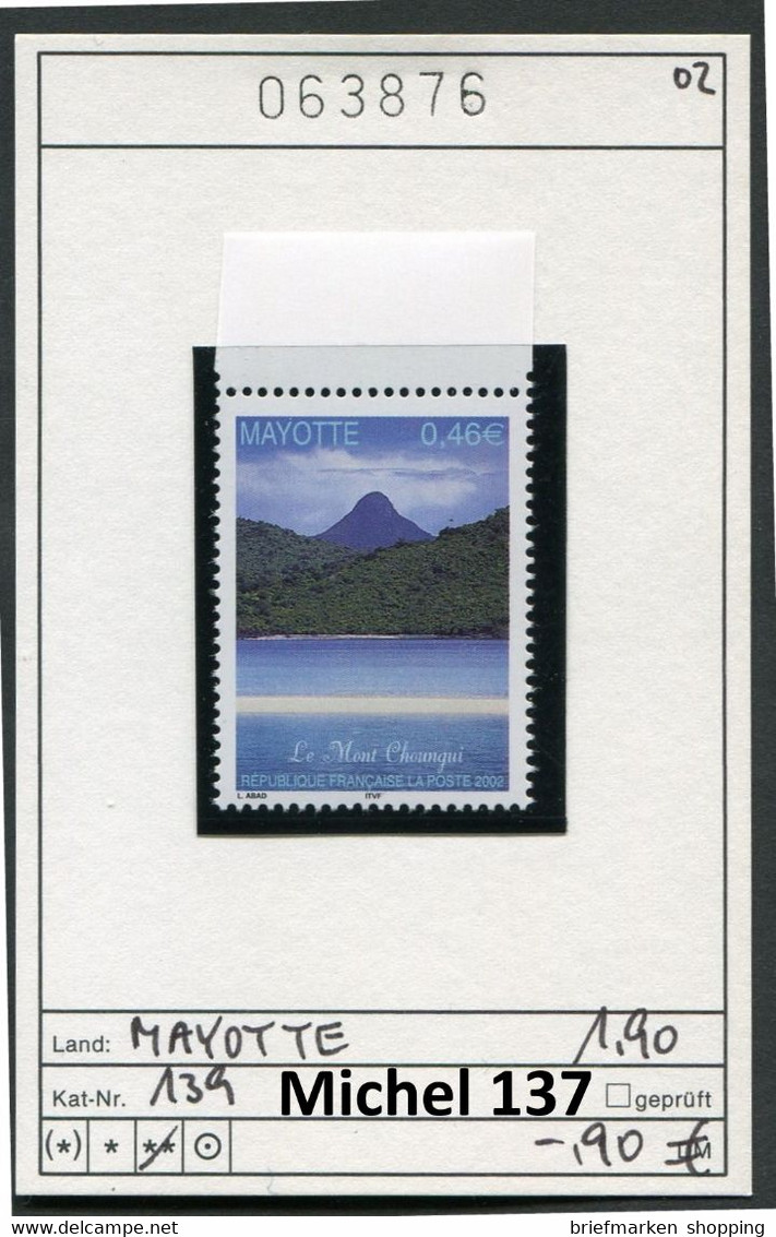 Mayotte 2002 - Michel 137 /  Yvert 139 - ** Mnh Neuf Postfris - - Unused Stamps
