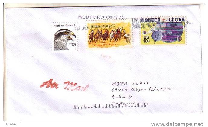 GOOD USA Postal Cover To ESTONIA 2012 - Good Stamped: Horse Racing ; Space ; Bird - Covers & Documents