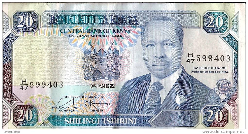 Kenya/ Billet De 20 Shillingi Ishirini/ Daniel TOROITICH/1992               BIL79 - Unclassified