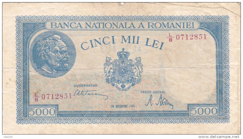 Roumanie - Romania 5 000 LEI 20 DEC 1945. - Rumänien
