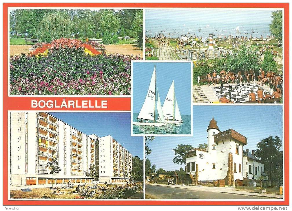 CHESS * SPORT SAIL SAILBOAT FLOWER PLANT * BALATONBOGLAR BALATONLELLE BOGLARLELLE BALATON BEACH * KK 2589 852 * Hungary - Echecs