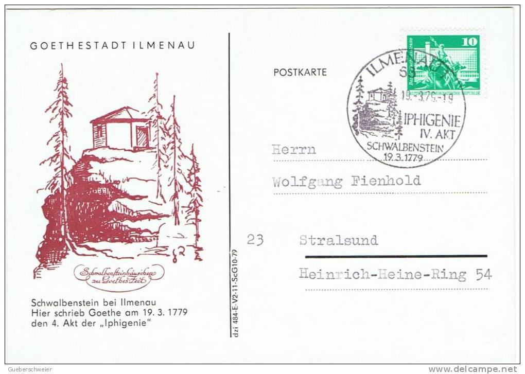 L-ALL-O-17 - ALLEMAGNE ORIENTALE - Obl. Temporaire De ILMENAU Ville Ou Goethe écriva "Iphigenie" - Sonstige & Ohne Zuordnung