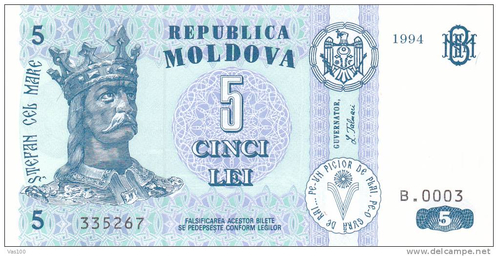 Moldova Billete De"CINCI LEI" Issue 1994 ,UNC/NONCIRCULE. - Moldawien (Moldau)