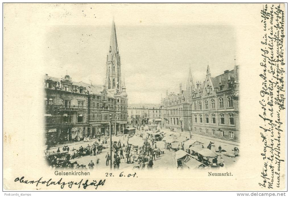 Gelsenkirchen, Neumarkt Mit Marktständen, 1901 - Gelsenkirchen