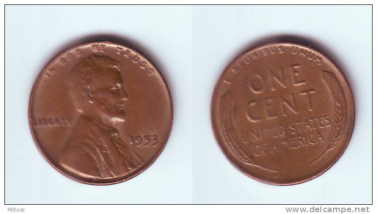 U.S.A. 1 Cent 1953 - 1909-1958: Lincoln, Wheat Ears Reverse