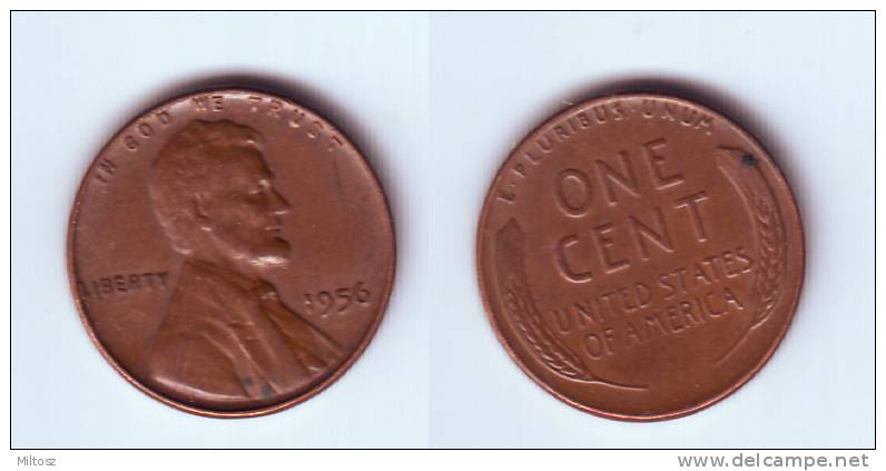 U.S.A. 1 Cent 1956 - 1909-1958: Lincoln, Wheat Ears Reverse