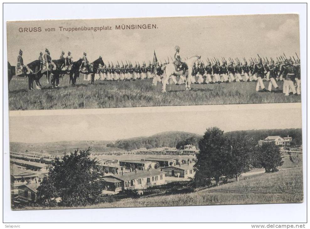 Gruss Vom Truppenübungsplatz Münsingen 1908 2 SCANS - Münsingen