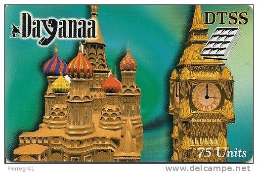 CARTE-PREPAYEE-DTSS-DAYAN AA-75U-30/6/2000-BIG BEN-MOSCOU-V°-2 Autocollants N° Télé-Code Sur Fond Blanc-TBE - Autres & Non Classés