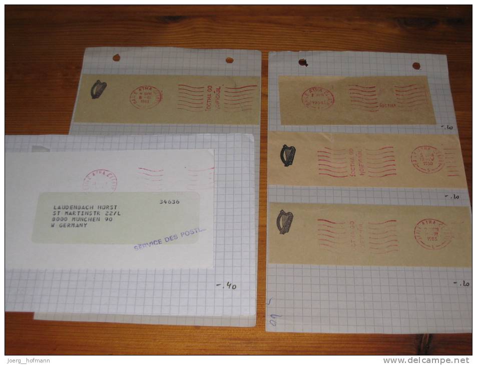 5 Cutouts Ireland Irland Used Official Dienstbrief Freistempler Metermarks Service Des Postes - Colecciones & Series